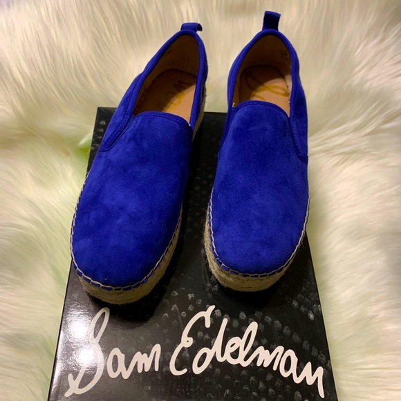 Sam Edelman Carrin Blue Suede Platform Espadrilles - Picture 1 of 12